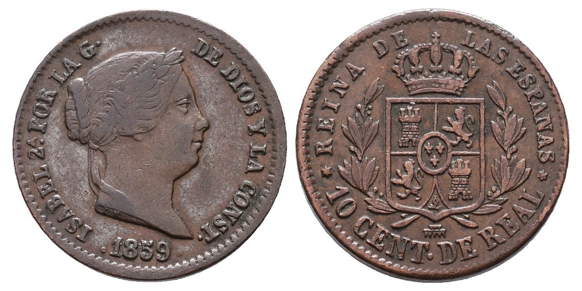 Isabel II. 10 céntimos de real. 1859. Segovia