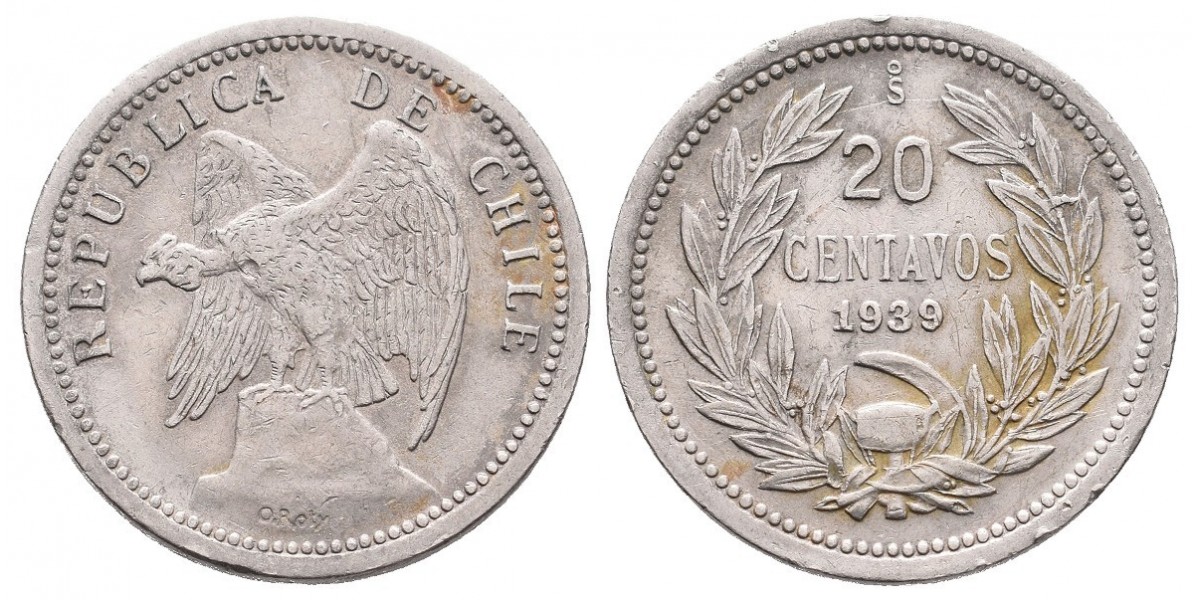 Chile. 20 centavos. 1939