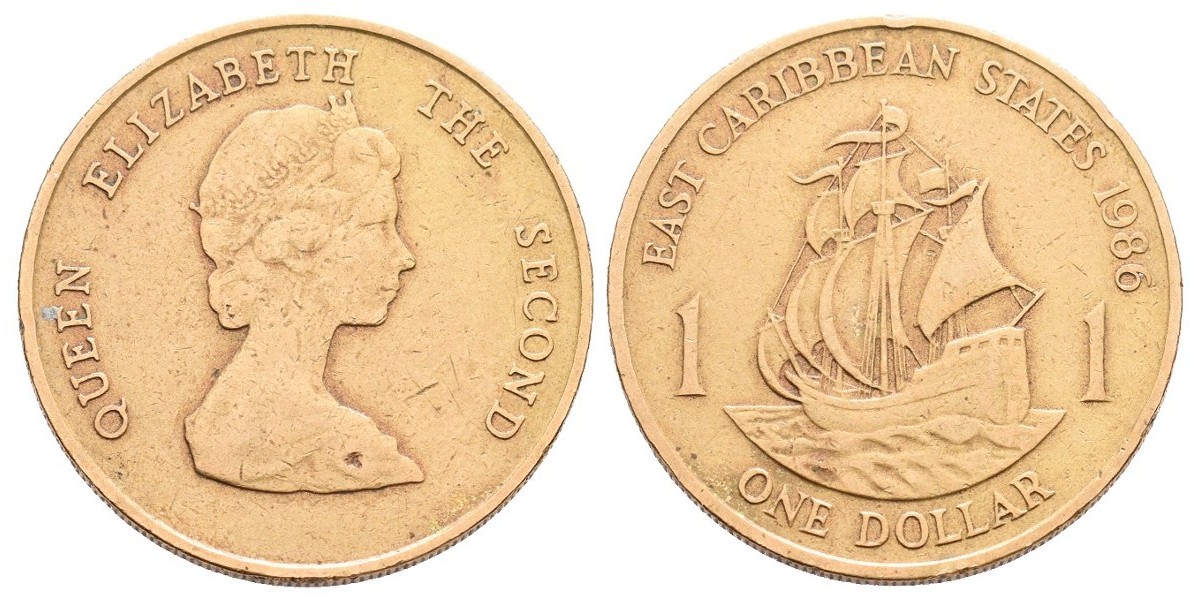 East Caribean. 1 dollar. 1986