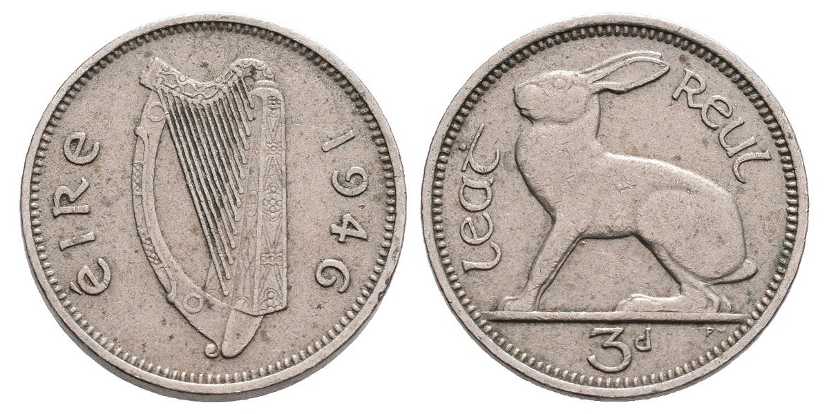 Irlanda. 3 pence. 1946