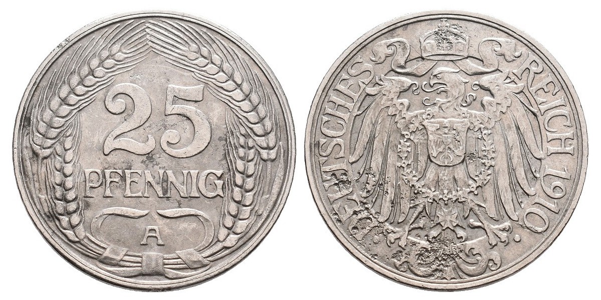 Alemania. 25 pfennig. 1910 A