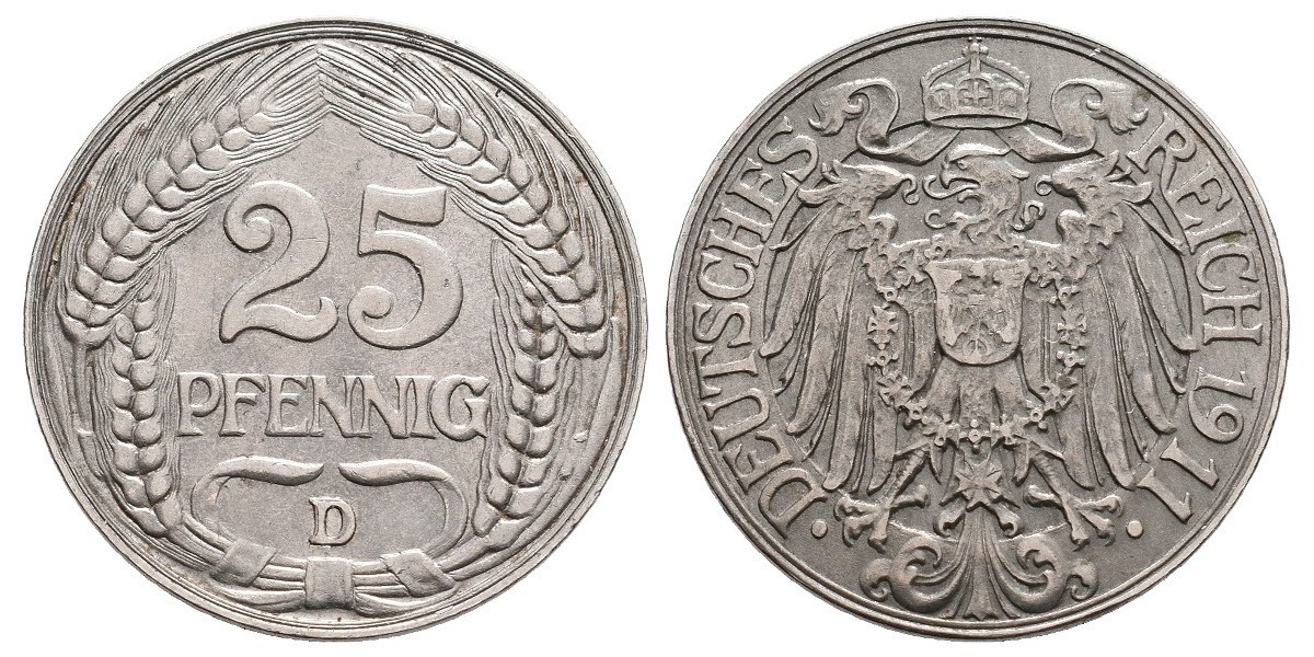 Alemania. 25 pfennig. 1911 D