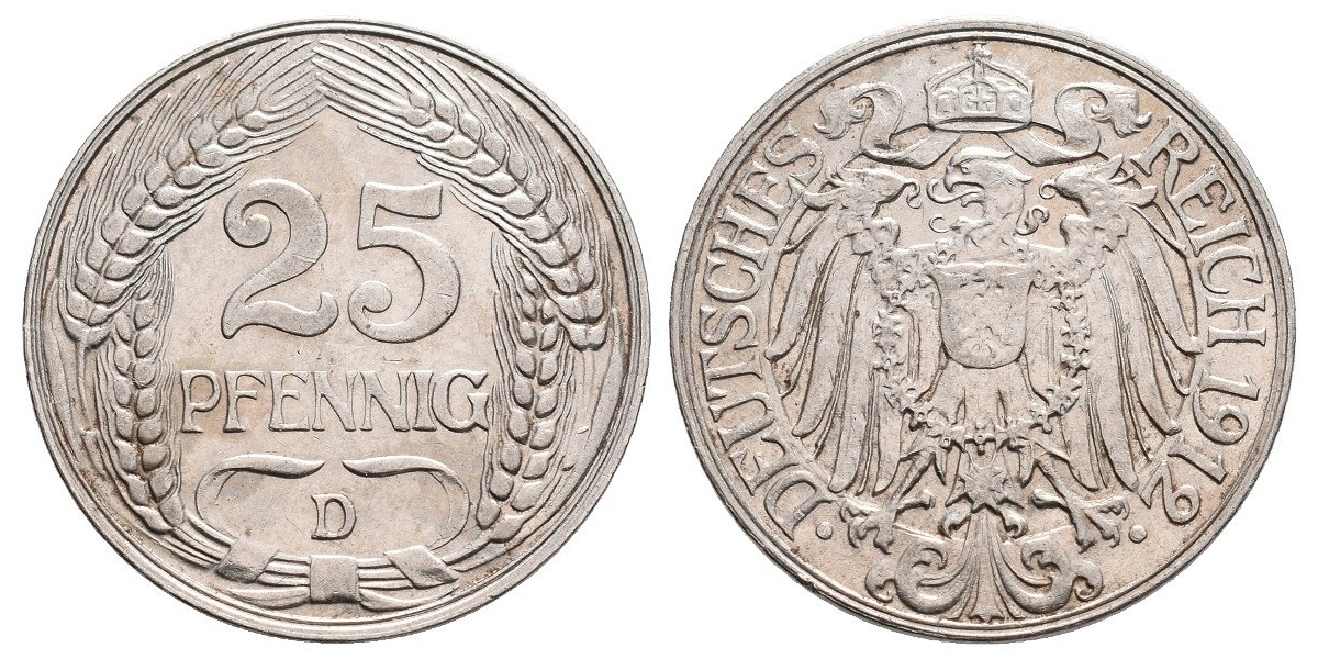 Alemania. 25 pfennig. 1912 D