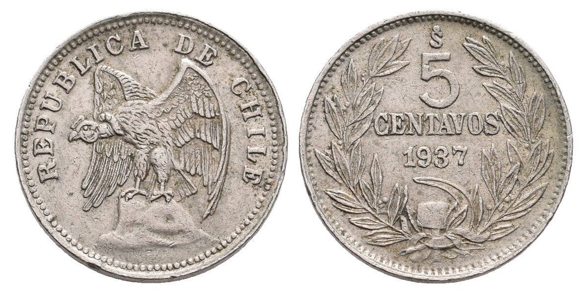 Chile. 5 centavos. 1937