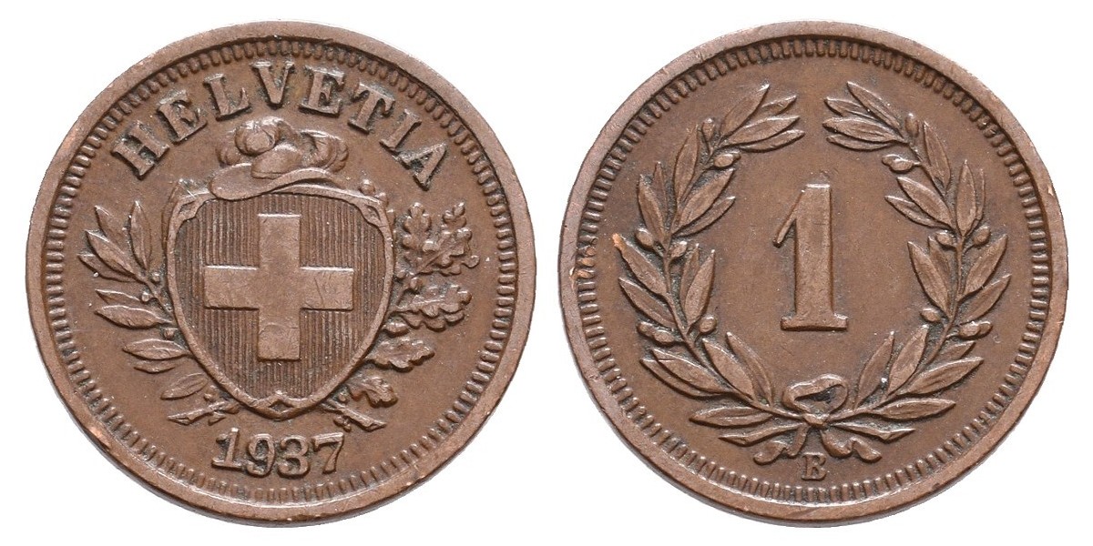 Suiza. 1 rappen. 1937