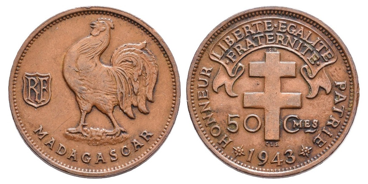 Madagascar. 50 centimes. 1943