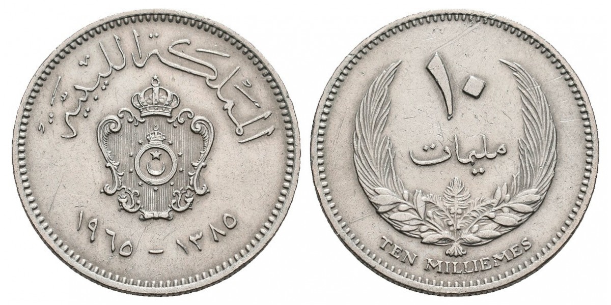 Libya. 10 milliemes. 1965