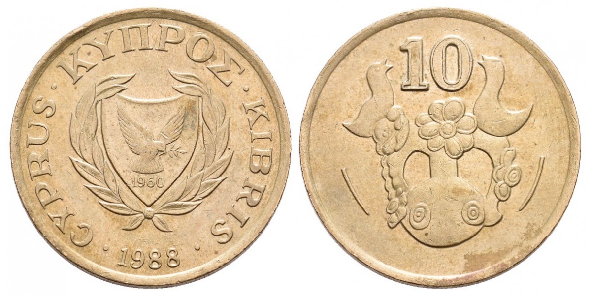 Chipre. 10 cents. 1988