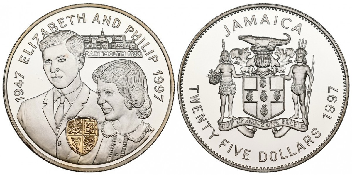 Jamaica. 25 dollars. 1997....