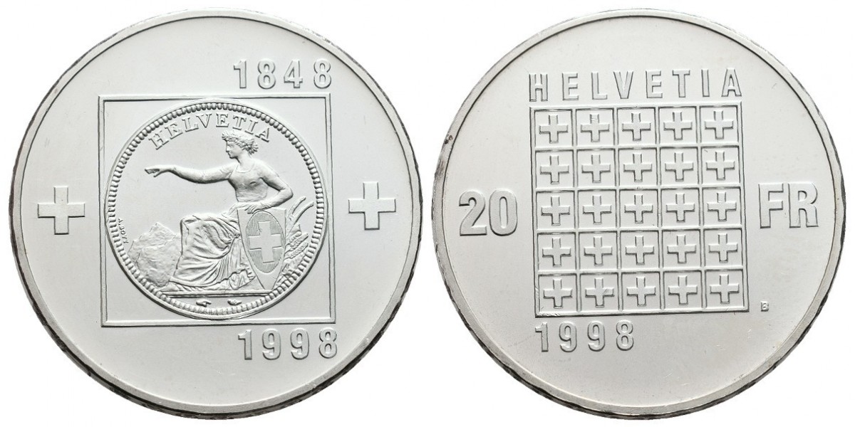 Suiza. 20 francs. 1998