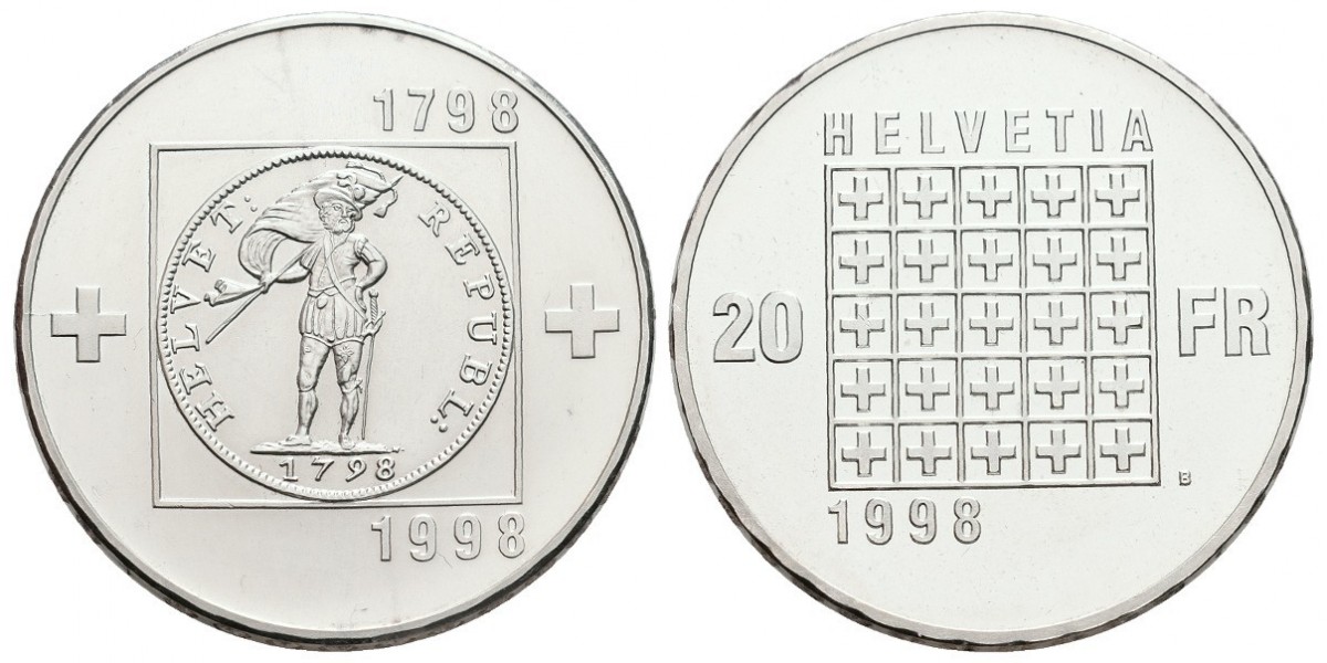 Suiza. 20 francs. 1998