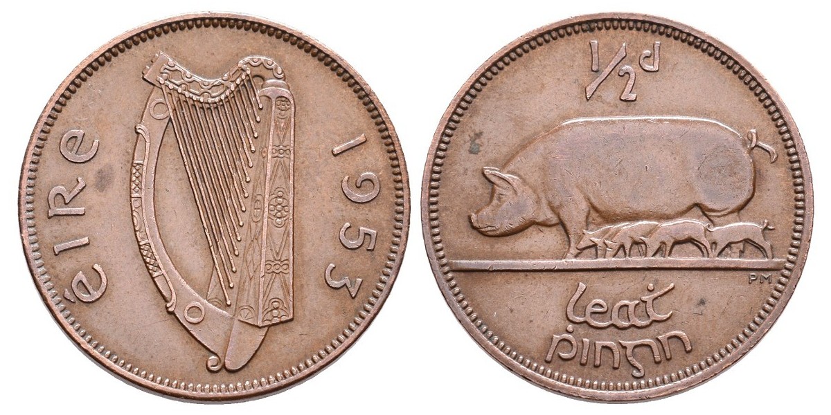 Irlanda. 1/2 penny. 1953