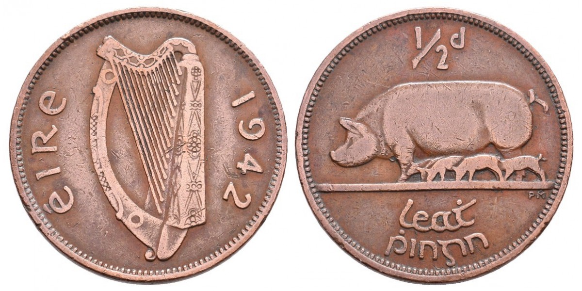 Irlanda. 1/2 penny. 1942