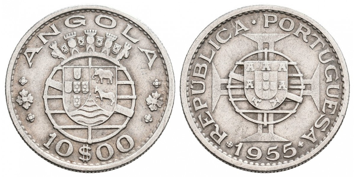 Angola. 10 escudos. 1955