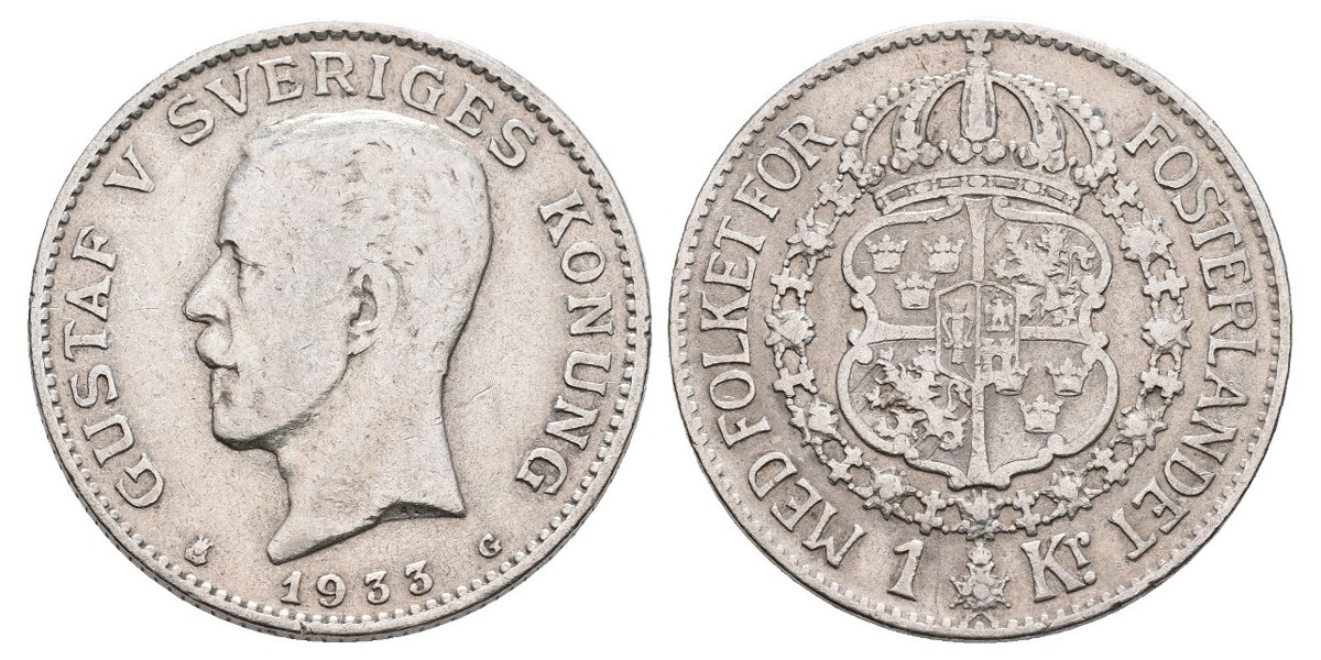 Suecia. 1 krona. 1933 G