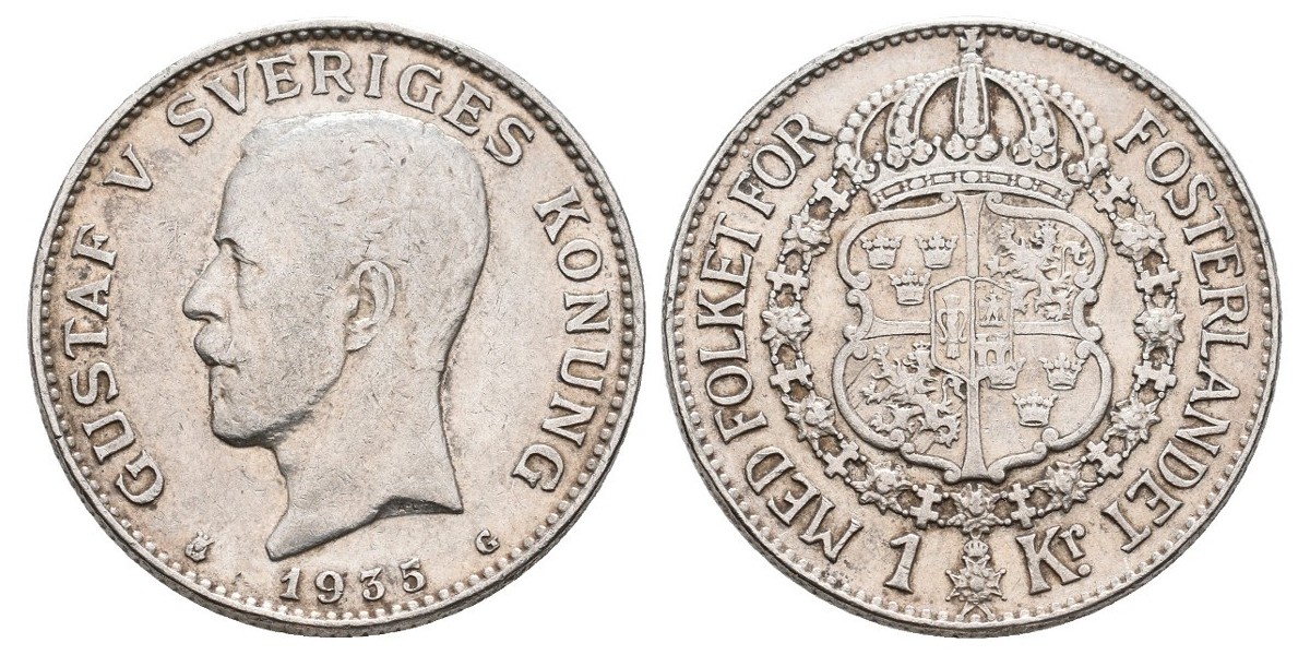 Suecia. 1 krona. 1935 G
