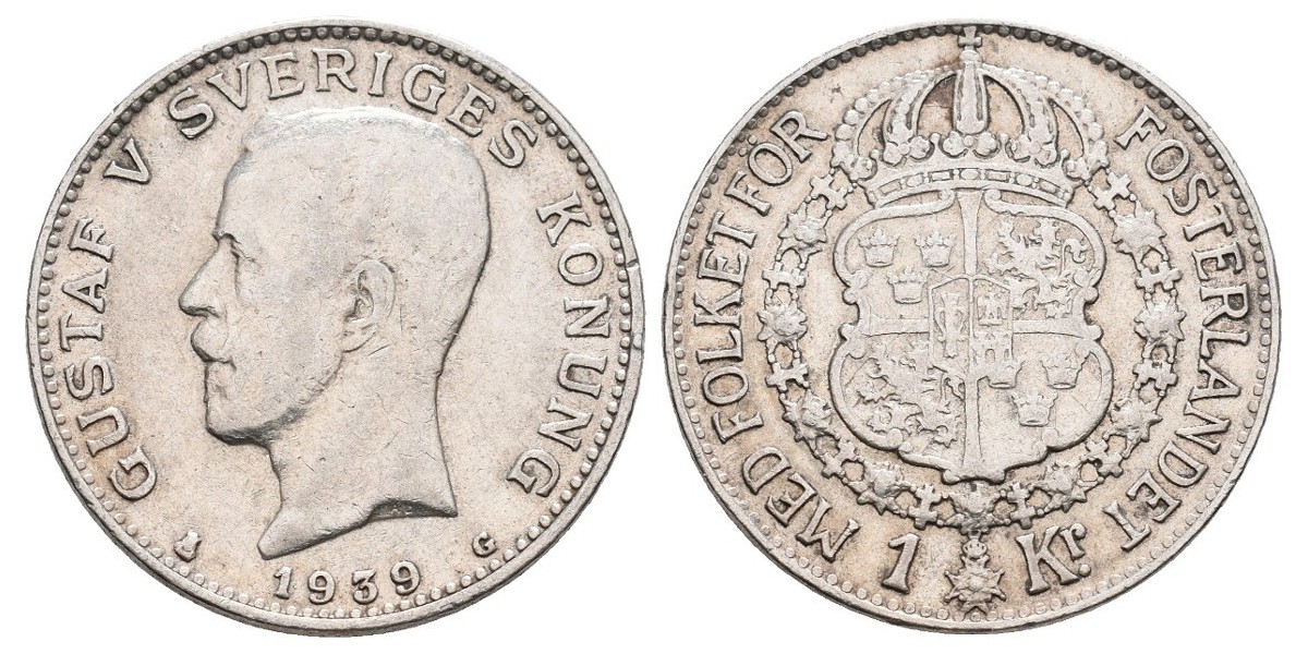 Suecia. 1 krona. 1939 G