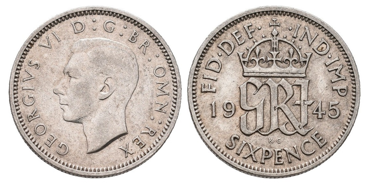 Gran Bretaña. 6 pence. 1945