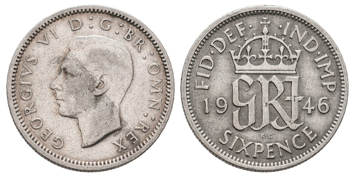 Gran Bretaña. 6 pence. 1946