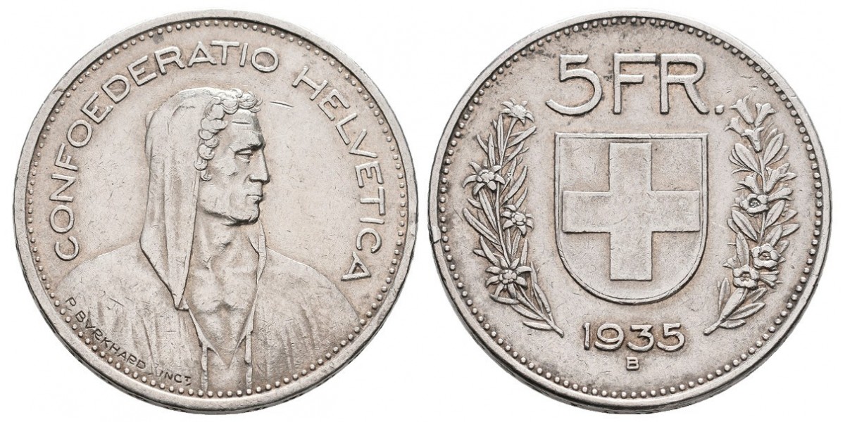 Suiza. 5 francs. 1935