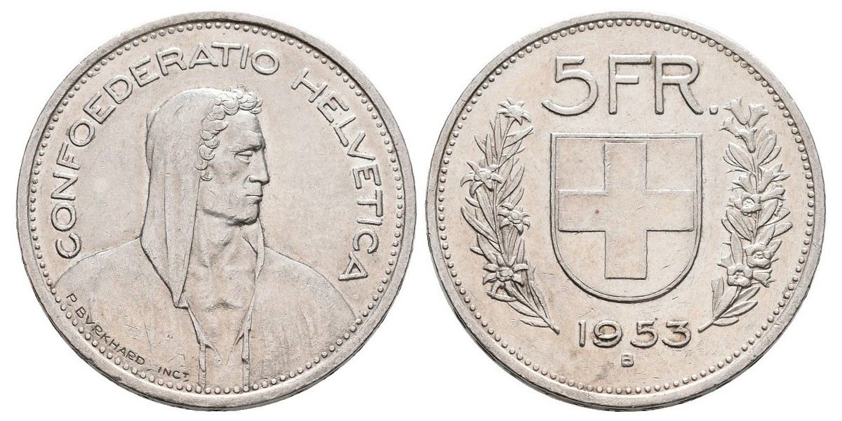 Suiza. 5 francs. 1953
