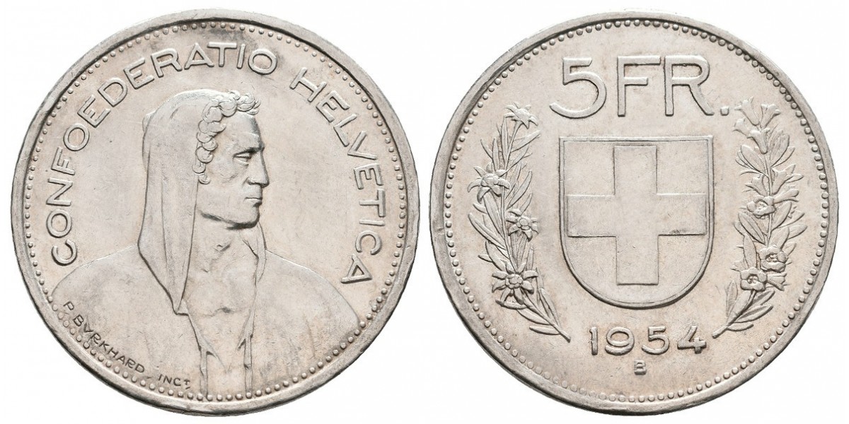 Suiza. 5 francs. 1954