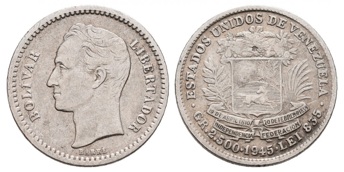 Venezuela. 50 céntimos. 1945