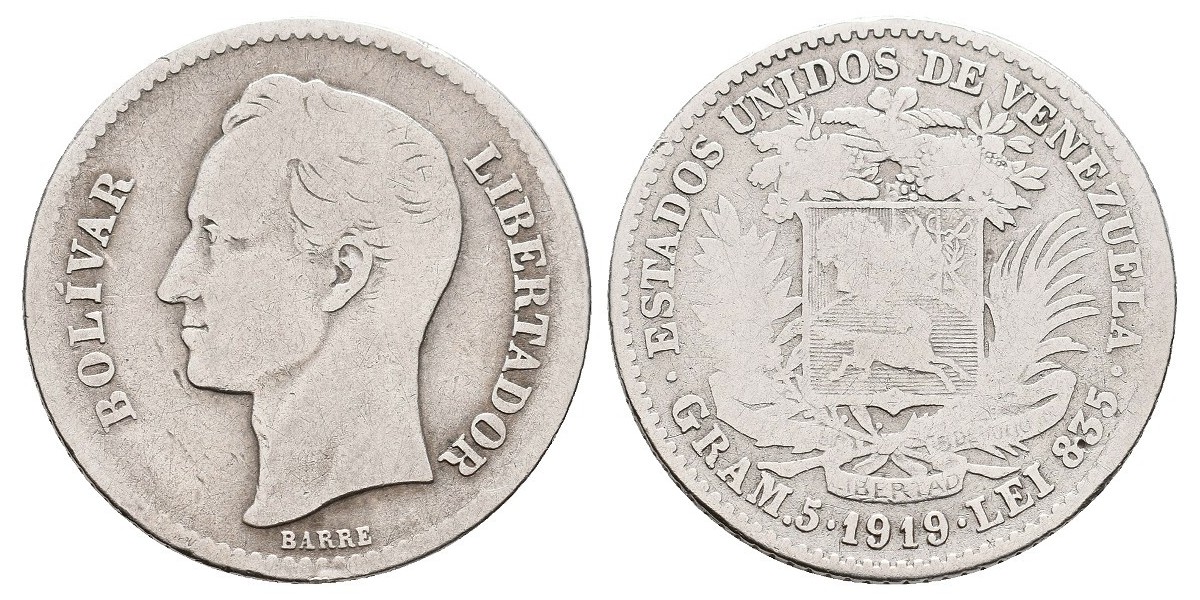 Venezuela. 1 bolivar. 1919