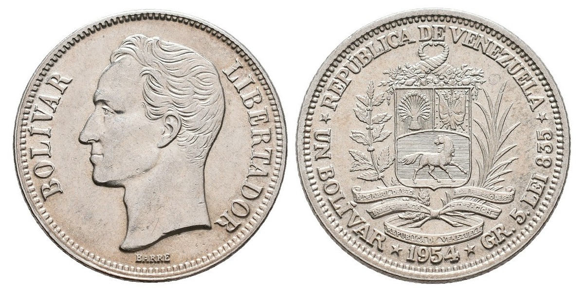 Venezuela. 1 bolivar. 1954