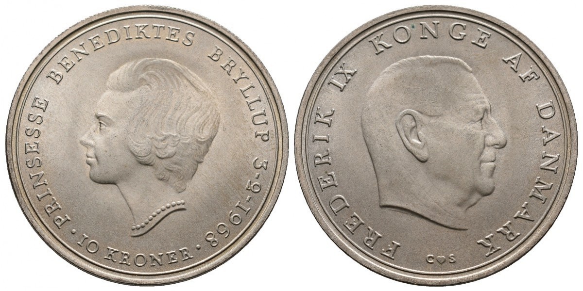 Dinamarca. 10 kroner. 1968