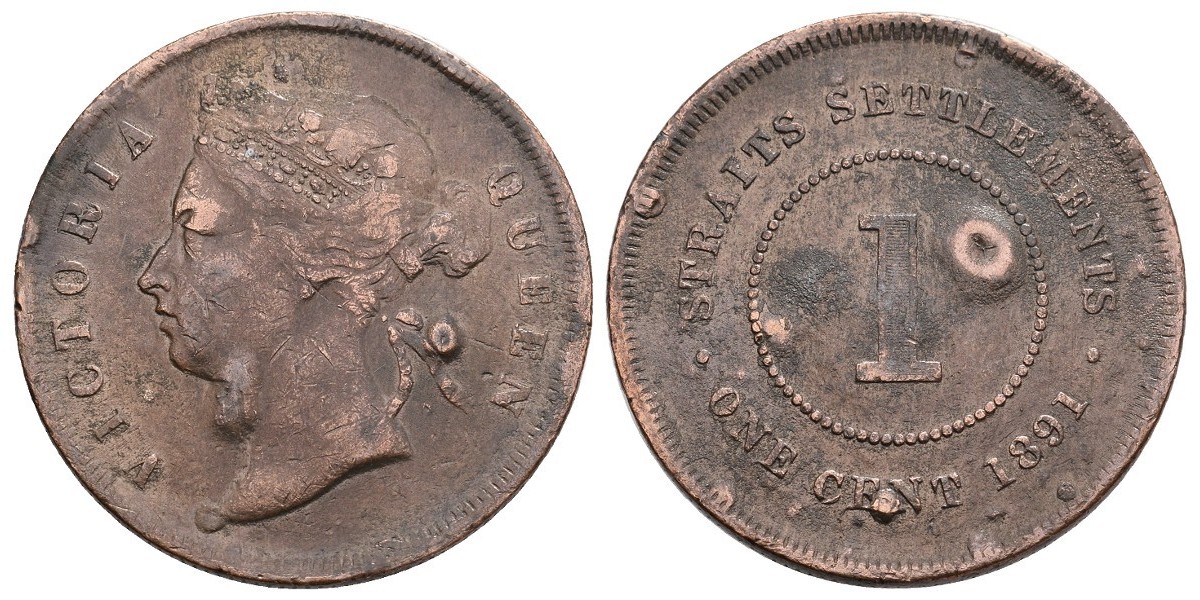 Straits Settlements. 1 cent. 1891