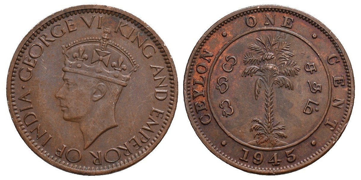 Ceylan. 1 cent. 1945