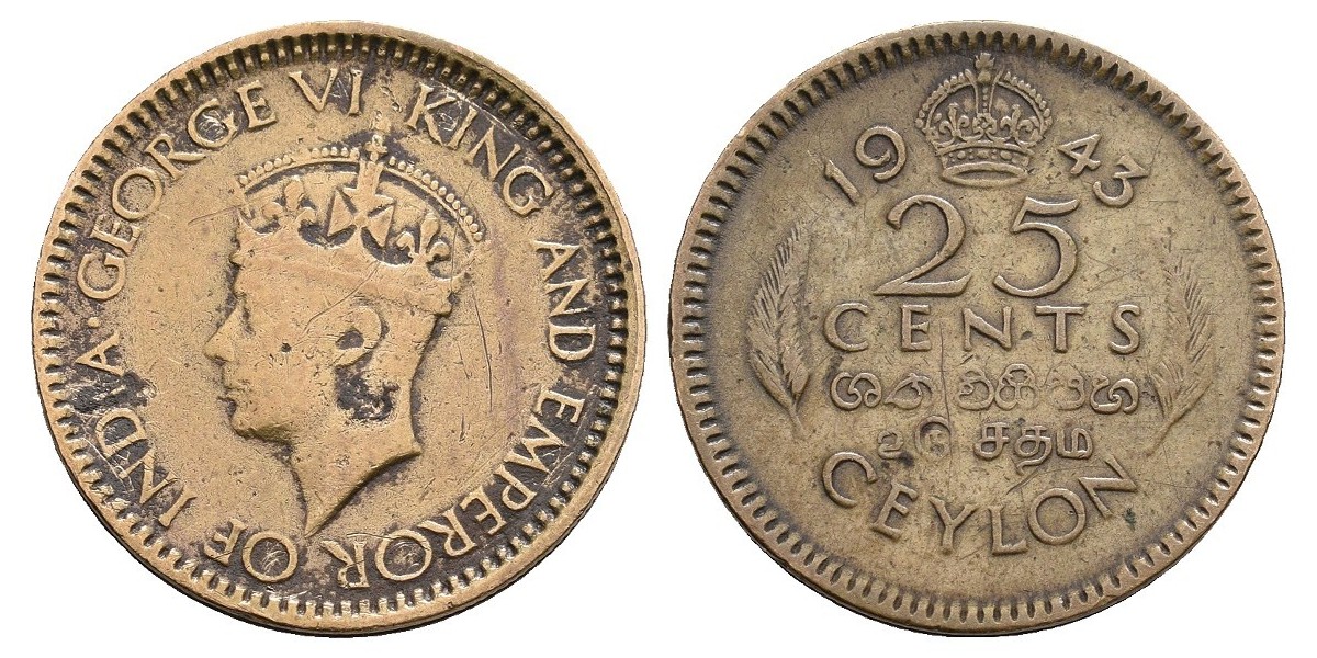 Ceylan. 25 cents. 1943