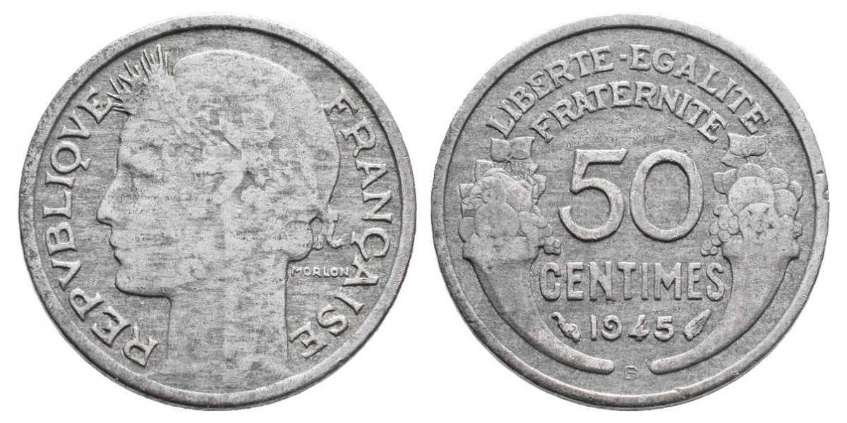 Francia. 50 centimes. 1945 B