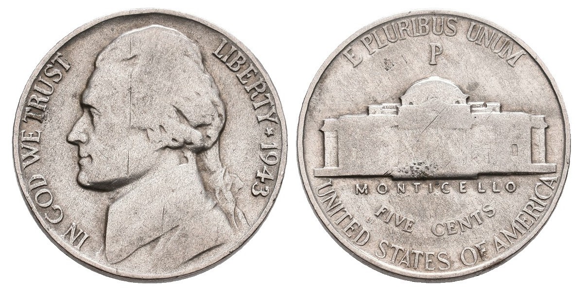 Estados Unidos. 5 cents. 1943 P