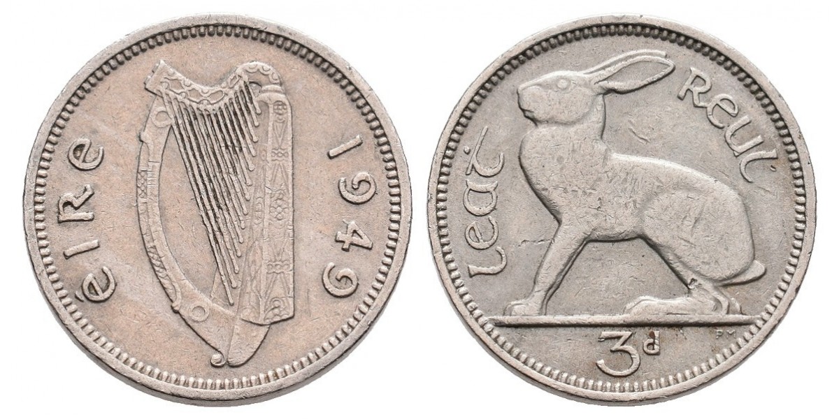 Irlanda. 3 pence. 1949