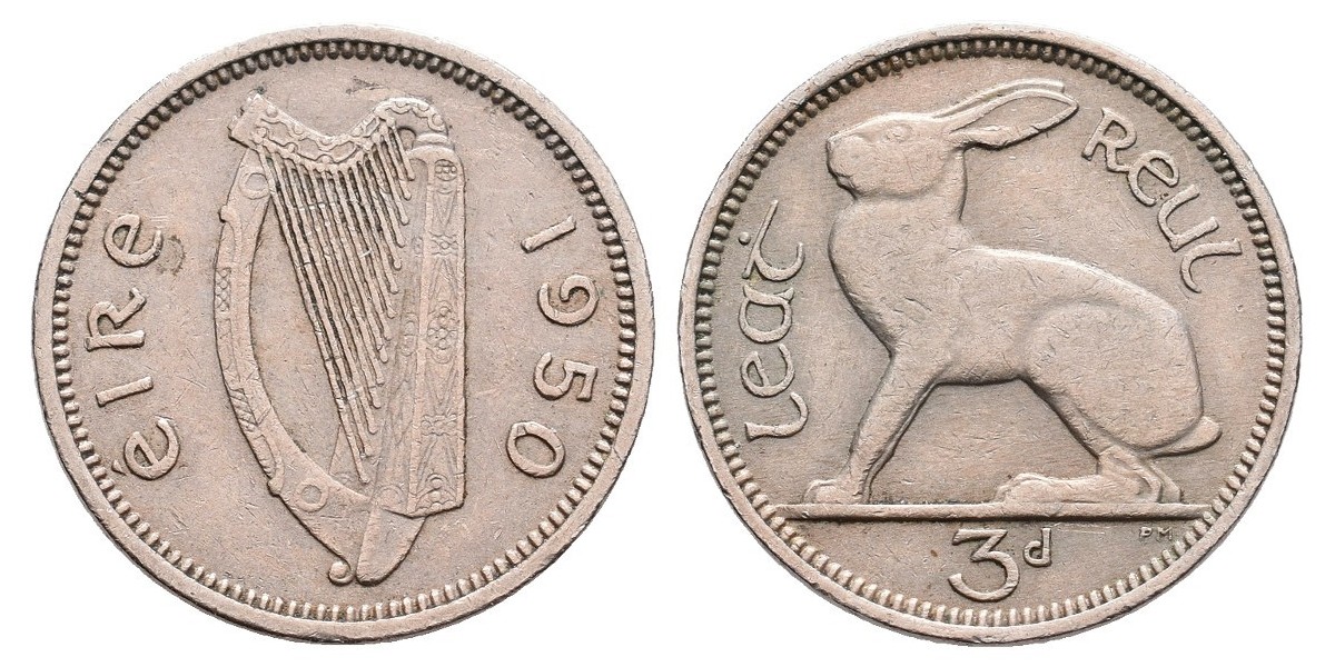 Irlanda. 3 pence. 1950