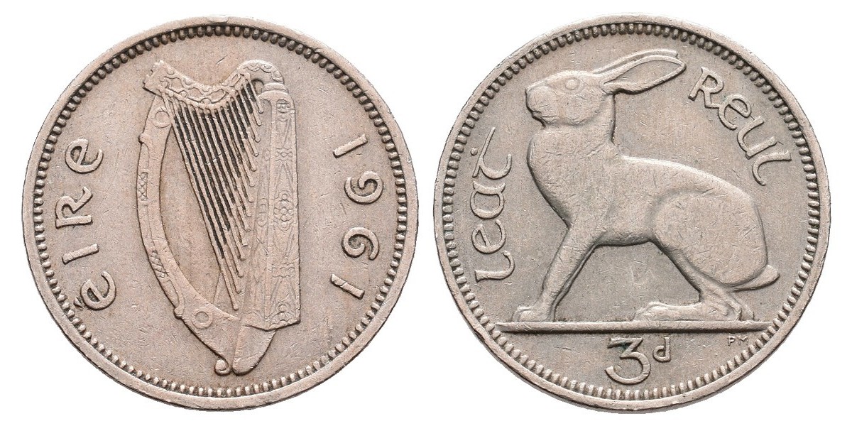 Irlanda. 3 pence. 1961