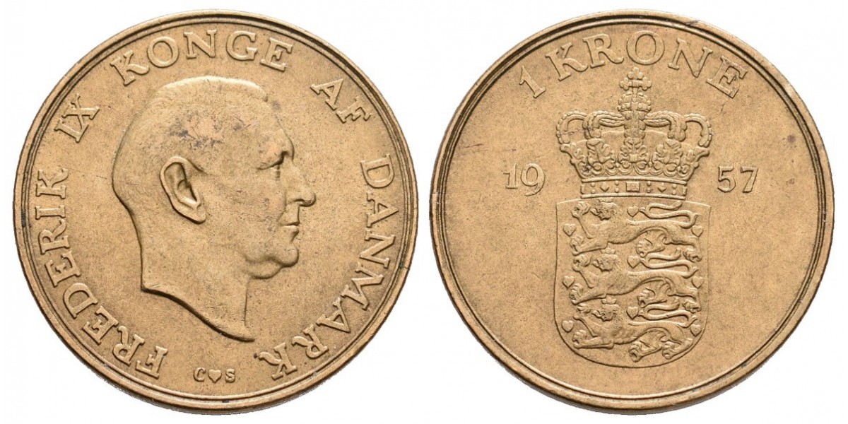 Dinamarca. 1 krone. 1957