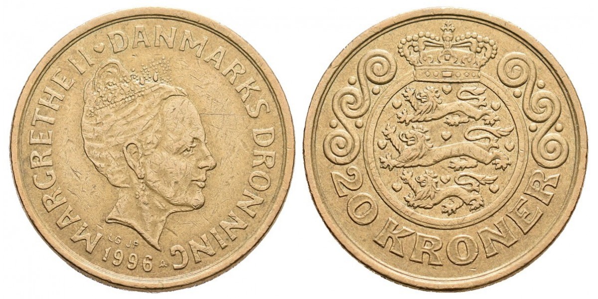 Dinamarca. 20 kroner. 1996