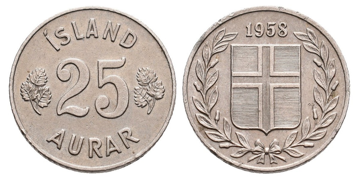 Islandia. 25 aurar. 1958