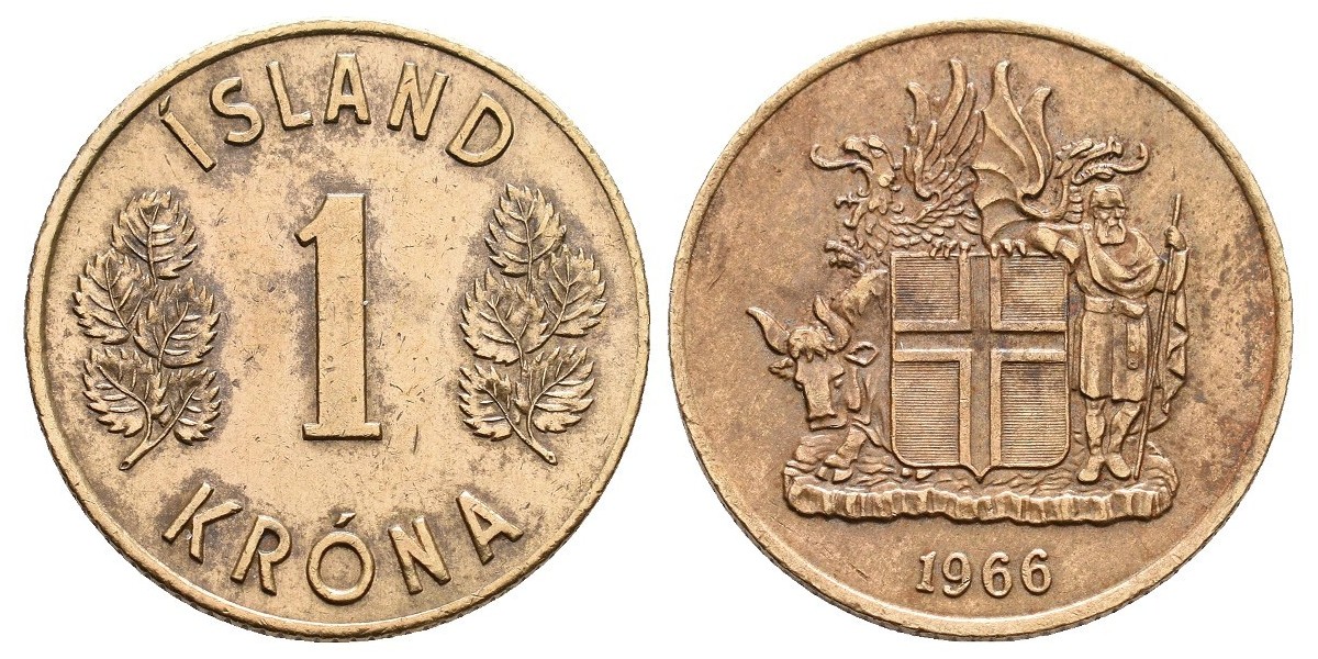 Islandia. 1 krona. 1966
