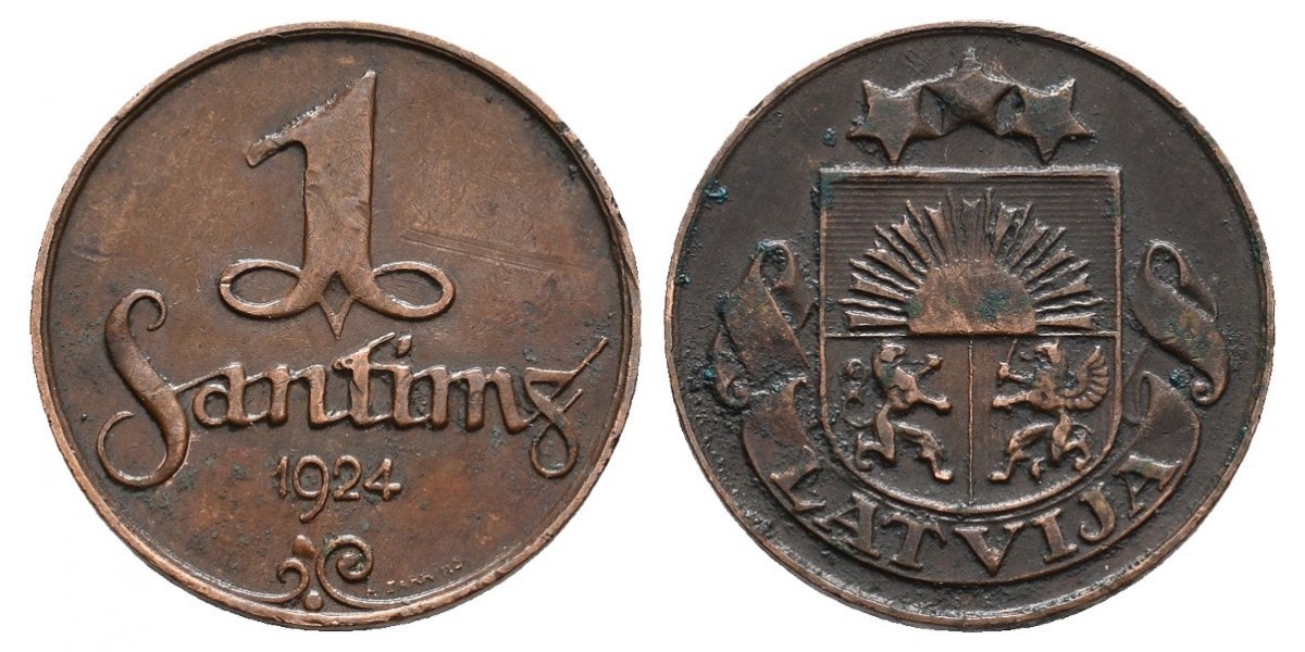 Letonia. 1 santims. 1924