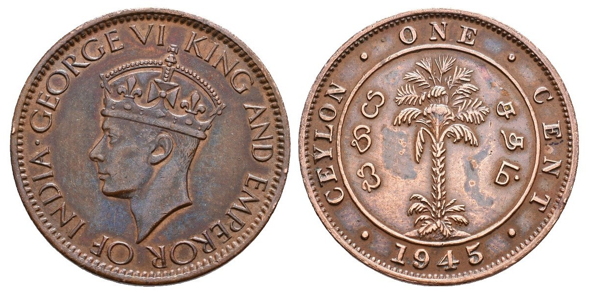 Ceylán. 1 cent. 1945