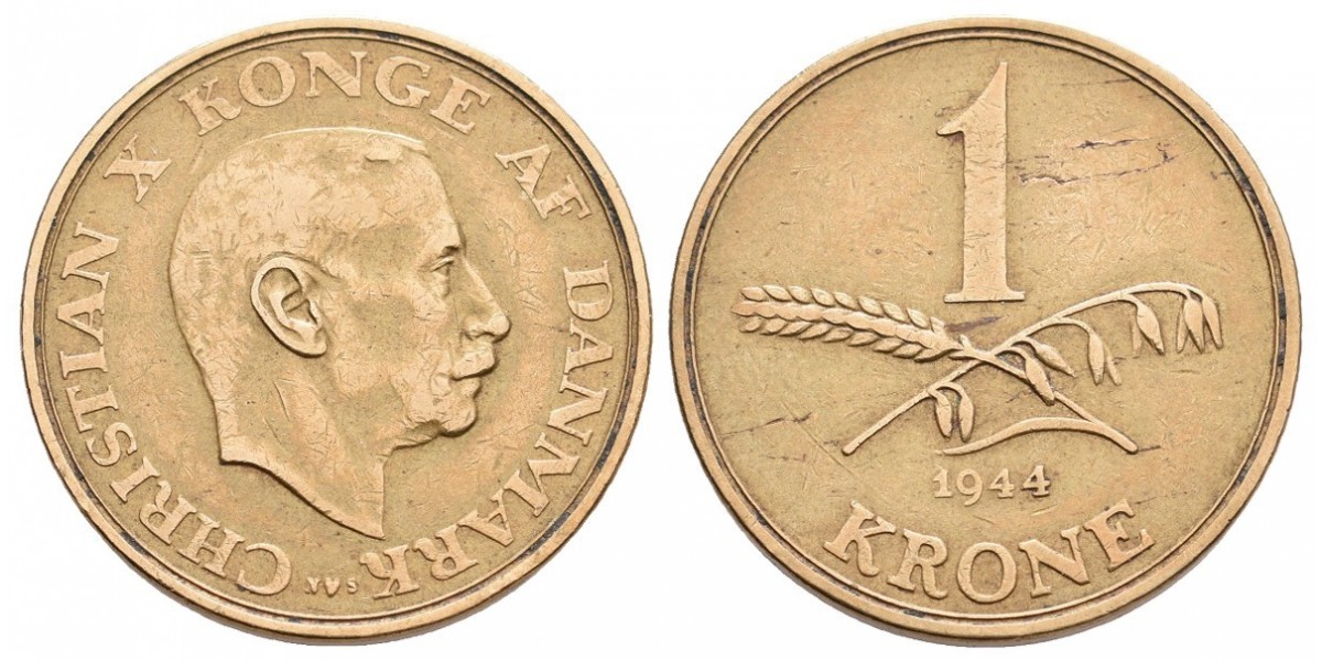 Dinamarca. 1 krone. 1944