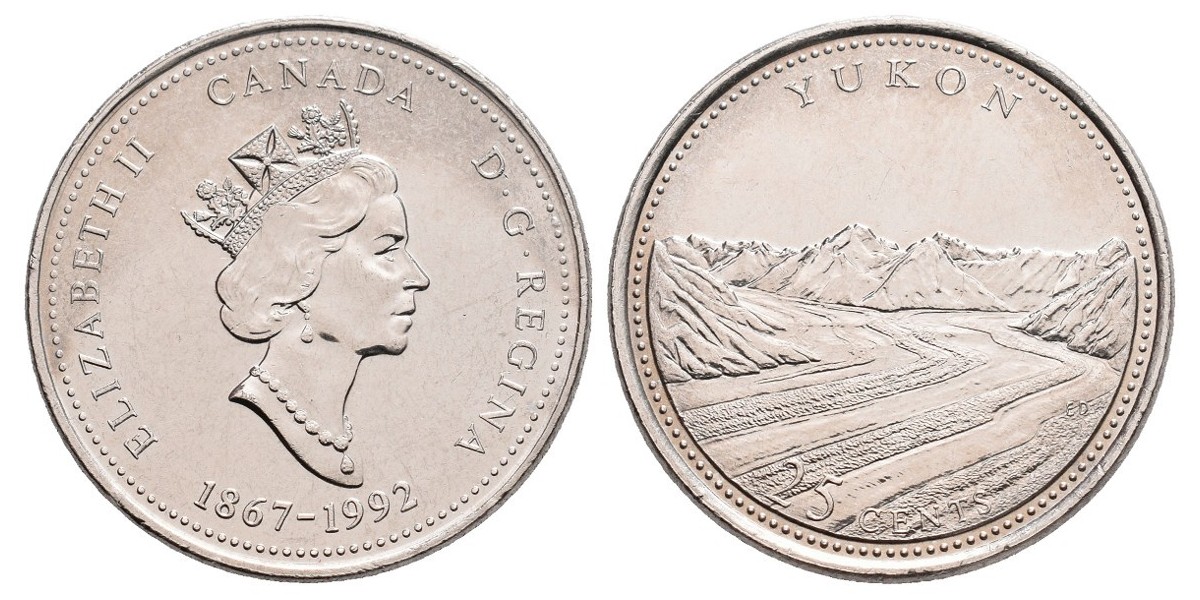 Canadá. 25 cents. 1992