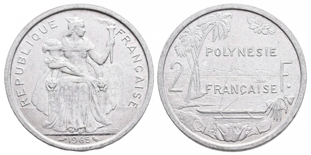 Polinesia. 2 francs. 1965