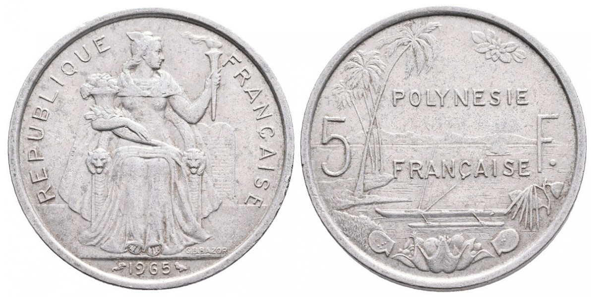 Polinesia. 5 francs. 1965