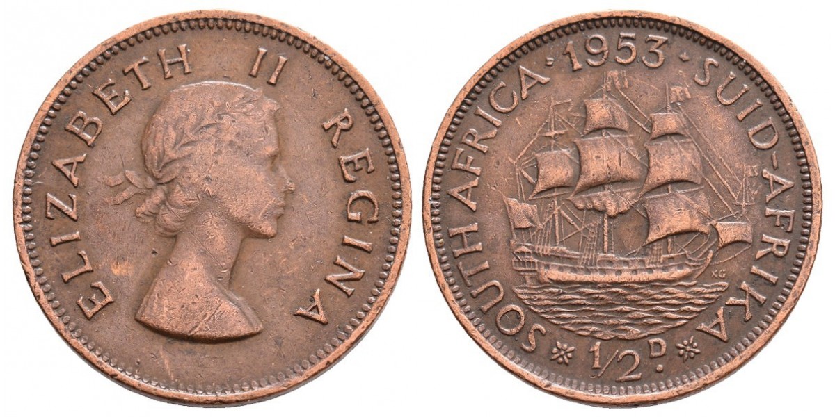 South Africa. 1/2 penny. 1953