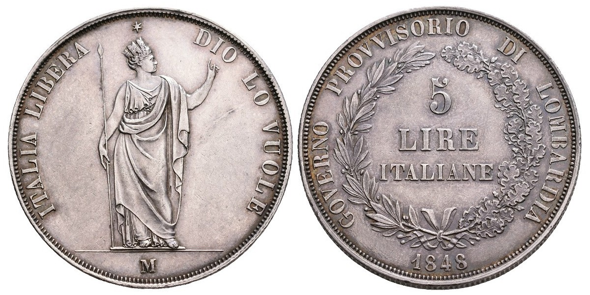 Italia. 5 lire. 1848